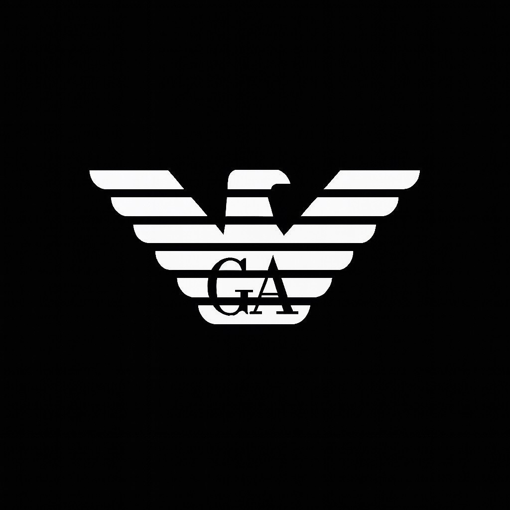 armani logo white du black background